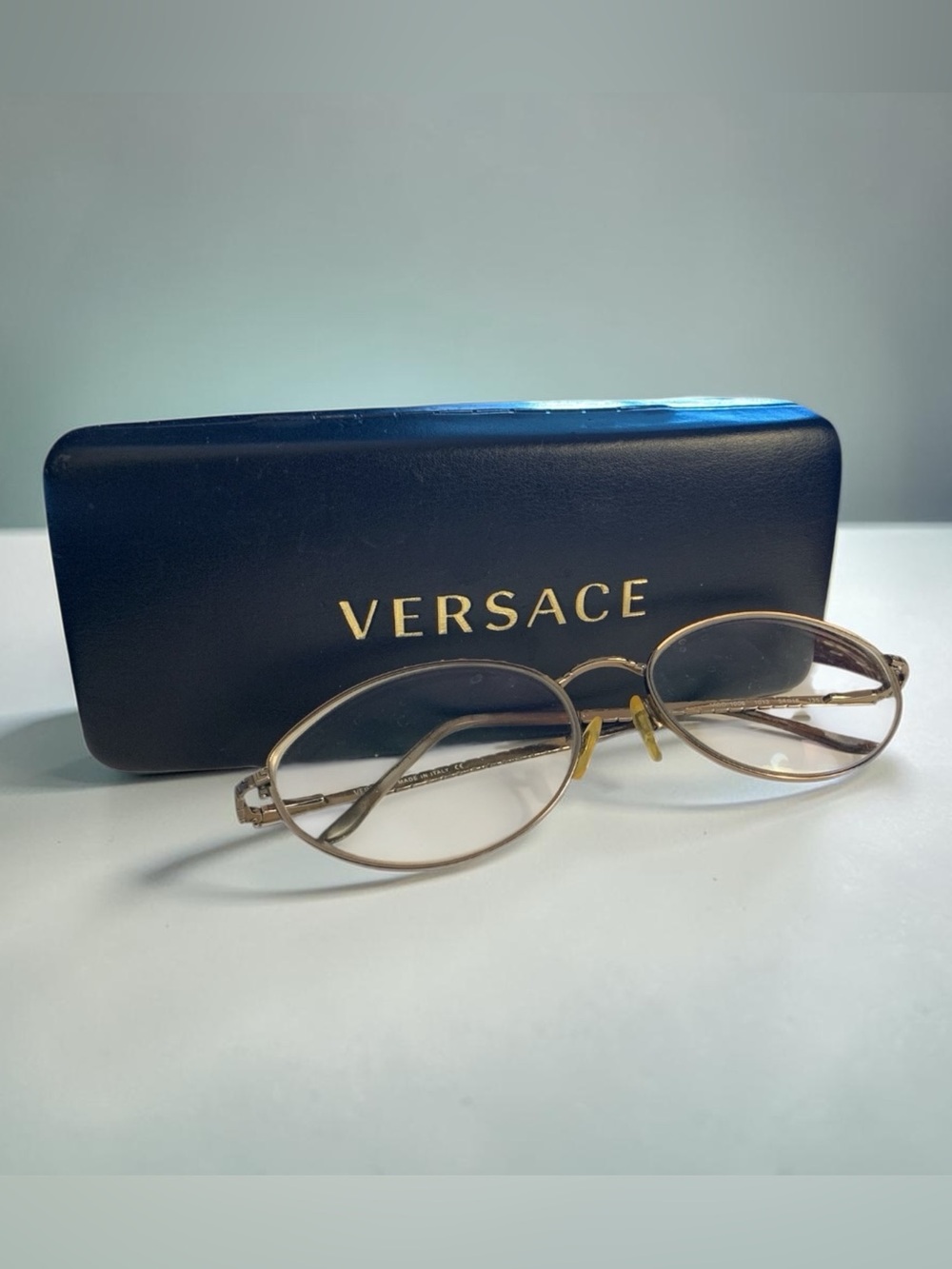 VERSACE Gold-Tone Oval Women's Eyeglasses